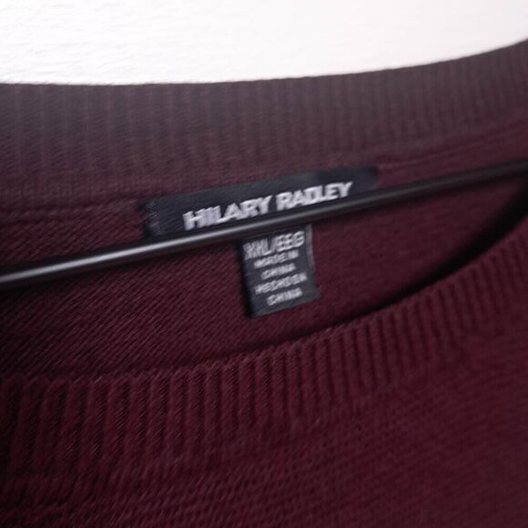Hilary Radley Womens 2fer Long Sleeve Sweater Sz XXL Burgundy Wine Ribbed Tunic - Picture 4 of 8